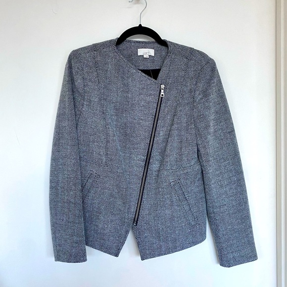 Loft brand suit jacket/blazer. Size M. Grey tweed style blazer with no collar - Picture 1 of 6